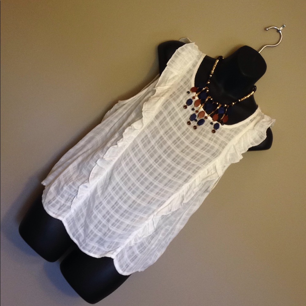 NWT XL White Arizona Jean Co Sleeveless Blouse🌊
